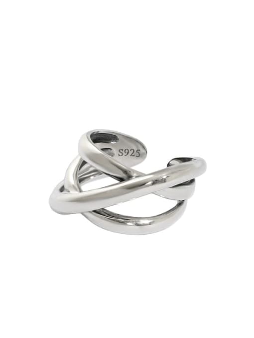 Retro silver [14 adjustable] 925 Sterling Silver Smooth Irregular Vintage Band Ring